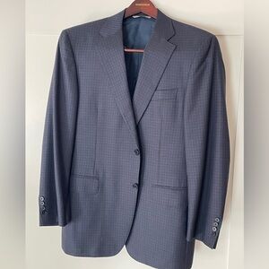 Canali Men's Navy Subtle Check Wool Suit Jacket